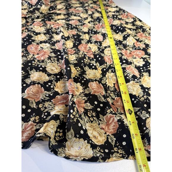 Vtg 90s Express Button Front Dress 13 14 XL Prairie Dark Floral Romantic Sheer - Picture 8 of 10